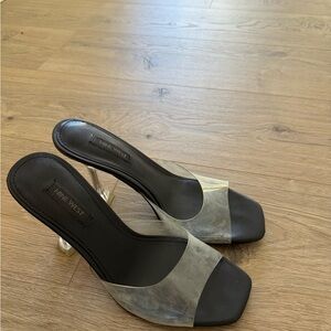 Nine West Black Slide Mules with Clear Strap